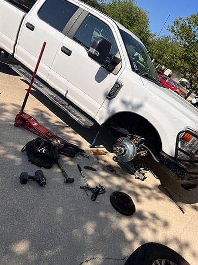 Mobile brake service being performed on a vehicle in Jacksonville, FL